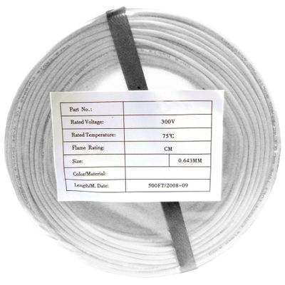 Cable Central LLC Security/Alarm Wire, White, 22/2 (22AWG 2 Conductor), Solid, CMR/Inwall Rated, Coil Pack, 500 Feet