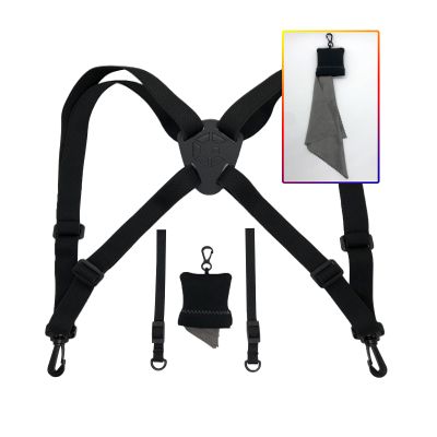 GAIARENA Binocular Harness - Adjustable Strap for Binoculars, Cameras & Rangefinders - Includes Lens Cleaning Cloth - Black
