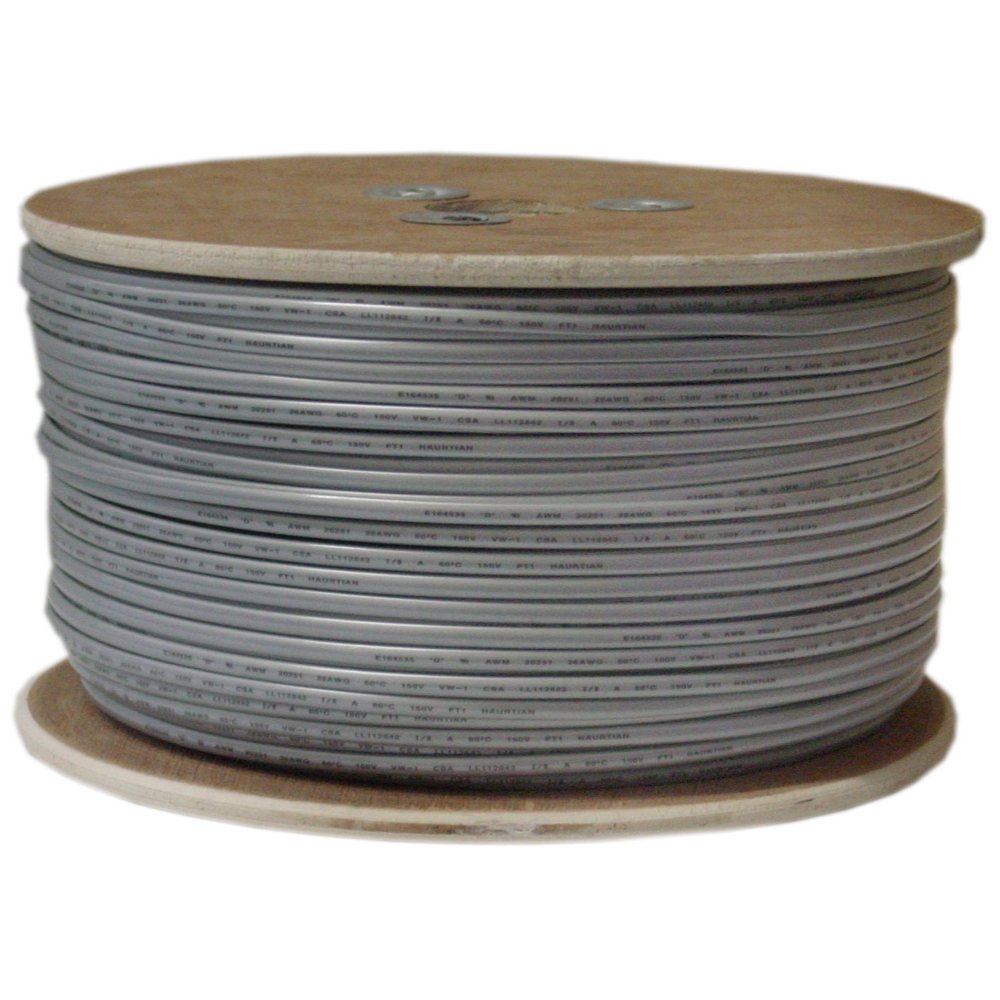 Cable Central LLC Bulk Phone Cord, Silver Satin, 26/4 (26 AWG 4 Conductor), Spool, 1000 Feet