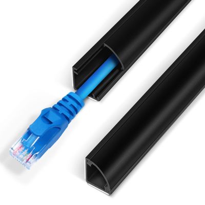 136in Corner Cable Concealer - One-Cord Corner Duct, Paintable Cord Cover, Cable Management Channel for Wall & Floor - 8 X L 17in, Black