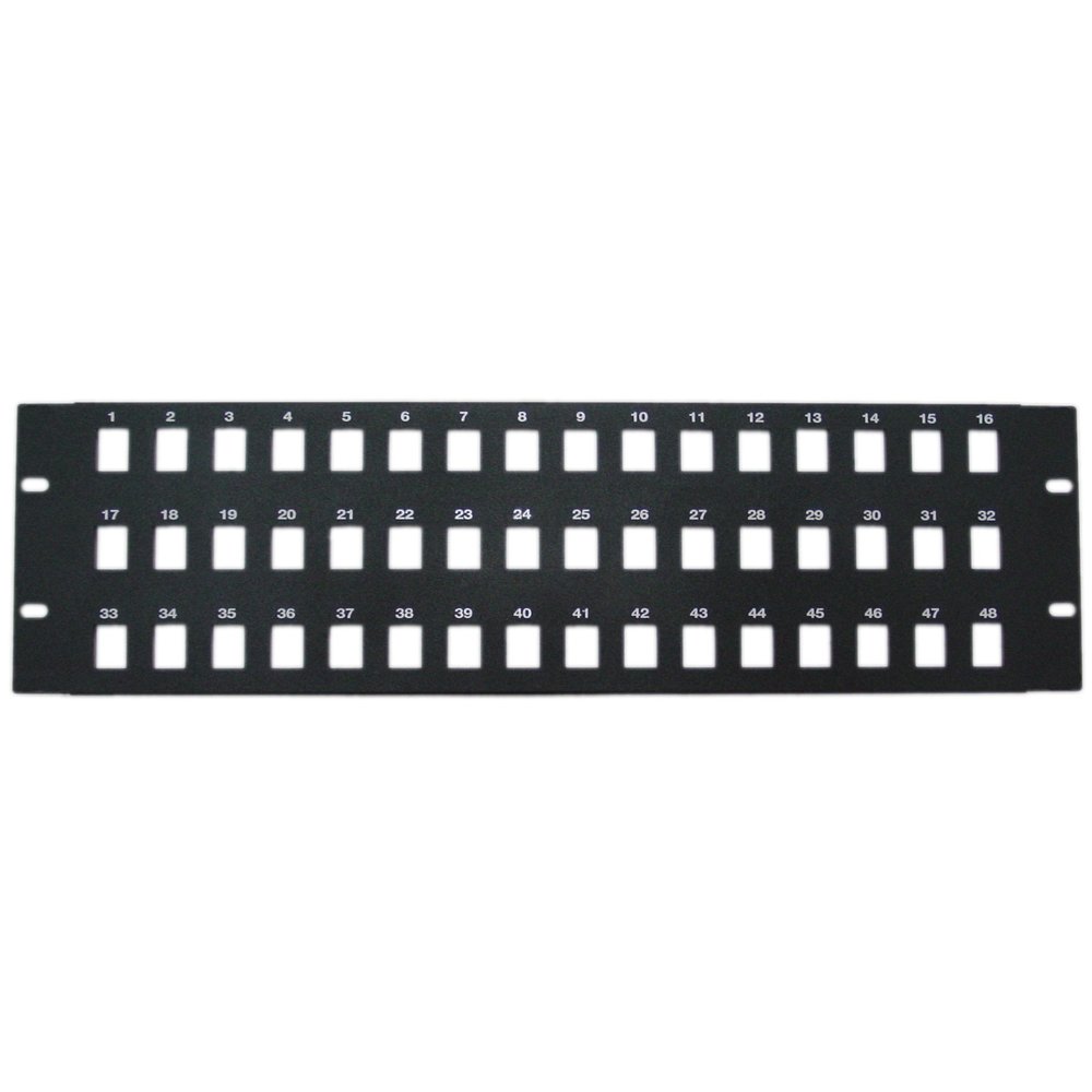 Cable Central LLC Rackmount 48 Port Blank Keystone Patch Panel, 3U