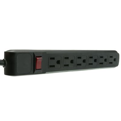 Cable Central LLC Surge Protector, Flat Rotating Plug, 6 Outlet, Black Horizontal Outlets, Plastic, Power Cord 6 Feet