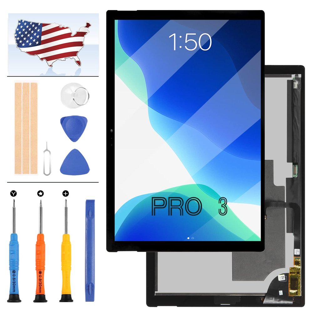 for Surface PRO 3 Screen Replacement for Microsoft Surface PRO 3 1631 LCD Display Touch Screen Digitizer Assembly Kit LTL120QL01 TOM12H20 12.0inch (Black)