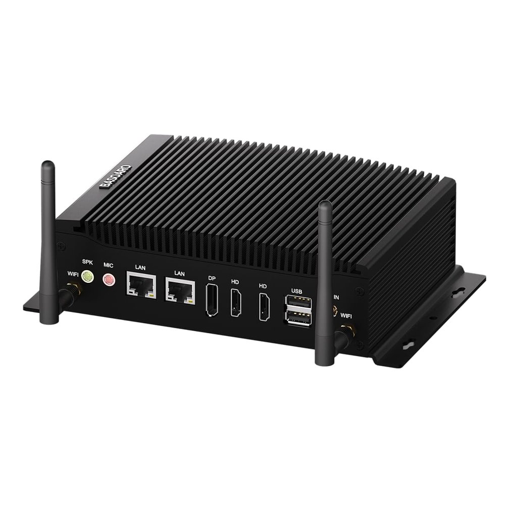 BASOARO Fanless PC, Industrial Mini PC Core i7 10810U, 64GB RAM 512GB SSD, Gigabit Ethernet, 2 RS232 COM, 2HD DP Triple Display, 6 USB, Dual Band WiFi, BT, Micro Computer Win 11 Pro