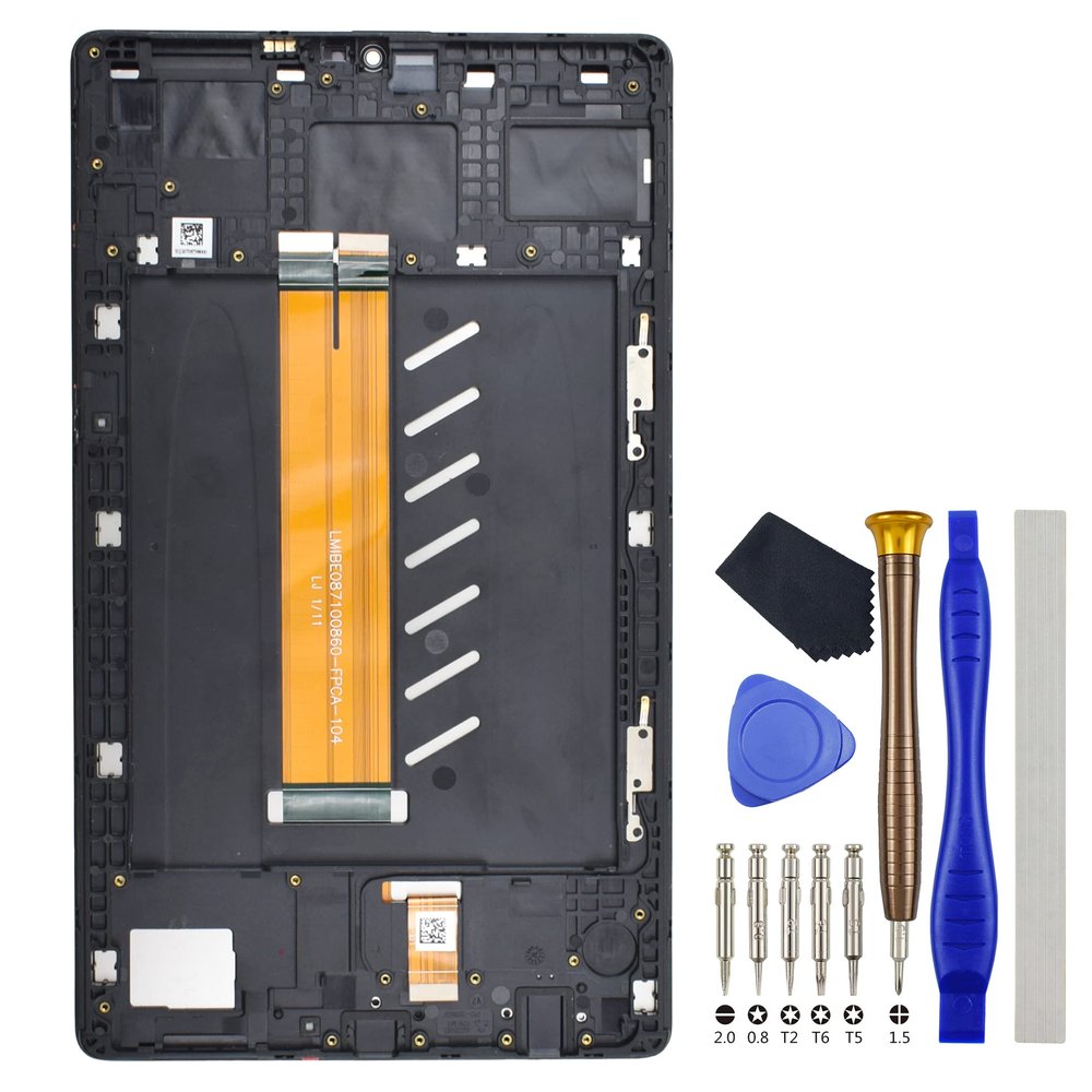 Black Tablet Full LCD Digitizer Touch Screen Assembly Screen Frame Replacement for (LTE Version) Samsung Galaxy Tab A7 Lite Tab A7 Lite LTE SM-T225 8.7" with Tool Kit