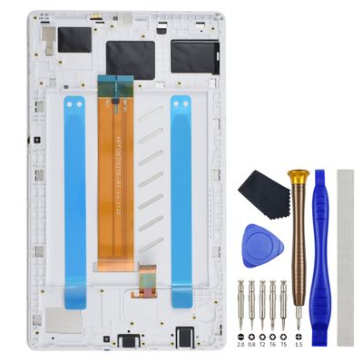 White Tablet Full LCD Digitizer Touch Screen Assembly Screen Frame Replacement for (WiFi Version) Samsung Galaxy Tab A7 Lite Tab A7 Lite Wi-Fi SM-T220 8.7" with Tool Kit
