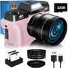 2024 Upgrade VJIANGER Digital Camera for Photography Vlogging Camera for YouTube with WiFi, 180 Flip Screen, 16X Digital Zoom, 52mm Lens, 2 Batteries, 32GB Micro SD Card(Pink) view 1