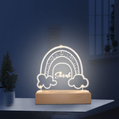 Zeekisfia Personalized Night Light for Kids Custom Name Night Light Bedroom Home Decor Birthday Christmas Gifts for Girls Boys Moon Stars Cloud (Style 5)
