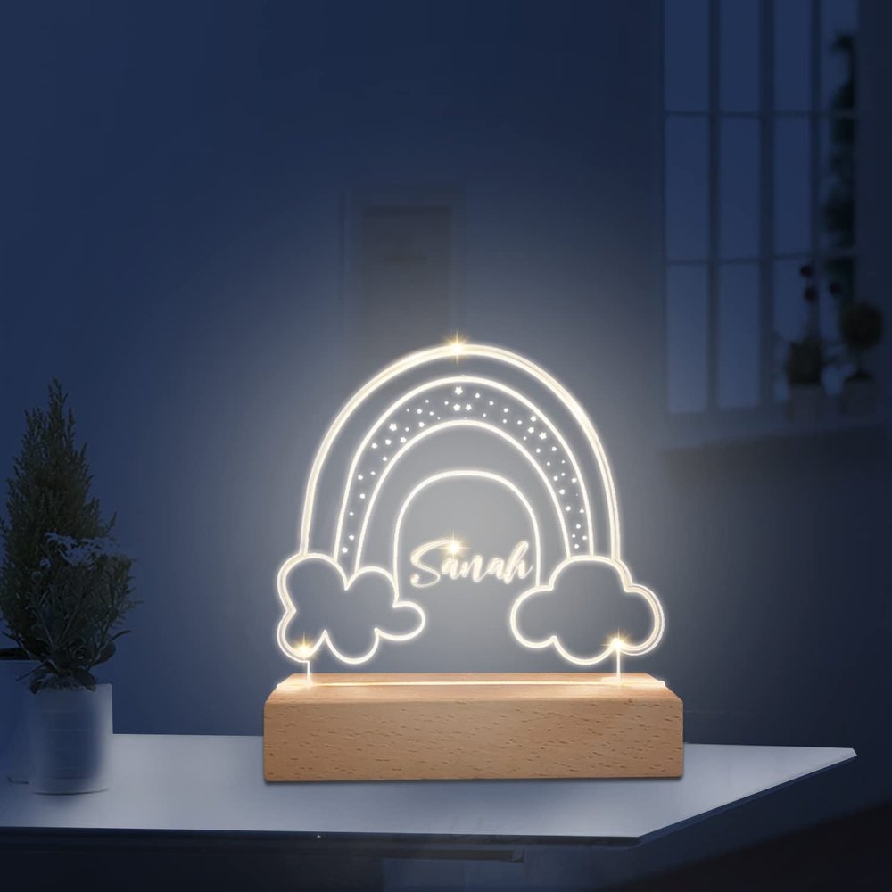 Zeekisfia Personalized Night Light for Kids Custom Name Night Light Bedroom Home Decor Birthday Christmas Gifts for Girls Boys Moon Stars Cloud (Style 5)