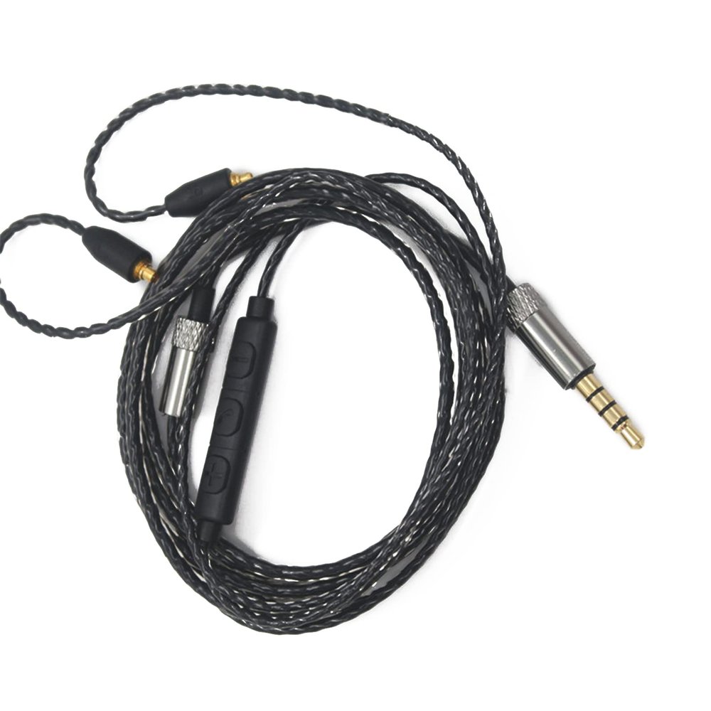 1 Earphone Upgrade Cable Cord Black with Mic Volume Contro for Shure se215/se425/se535
