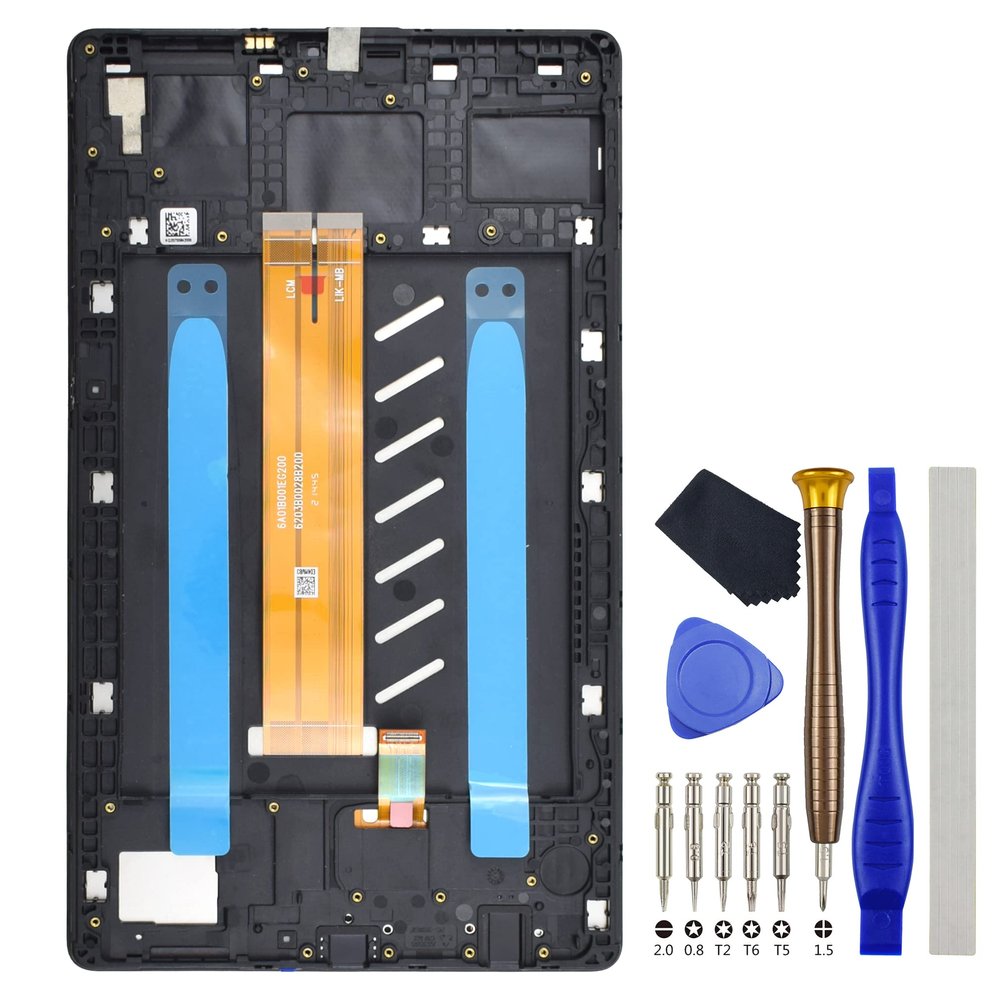 Black Tablet Full LCD Digitizer Touch Screen Assembly Screen Frame Replacement for (WiFi Version) Samsung Galaxy Tab A7 Lite Tab A7 Lite Wi-Fi SM-T220 8.7" with Tool Kit