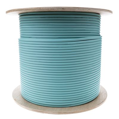1000ft Aqua Fiber Optic Cable OM4 Multimode 50/125, 2-Strand Fiber Corning ClearCurve, 10 Gbit/s, Riser Rated