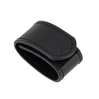 TACNEX Genuine Leather Belt Keeper 1 3/8" - 1 1/2" Wide Men's Dress Belt Loop Stays Strap End Holder Retainer Band Black 1PCS