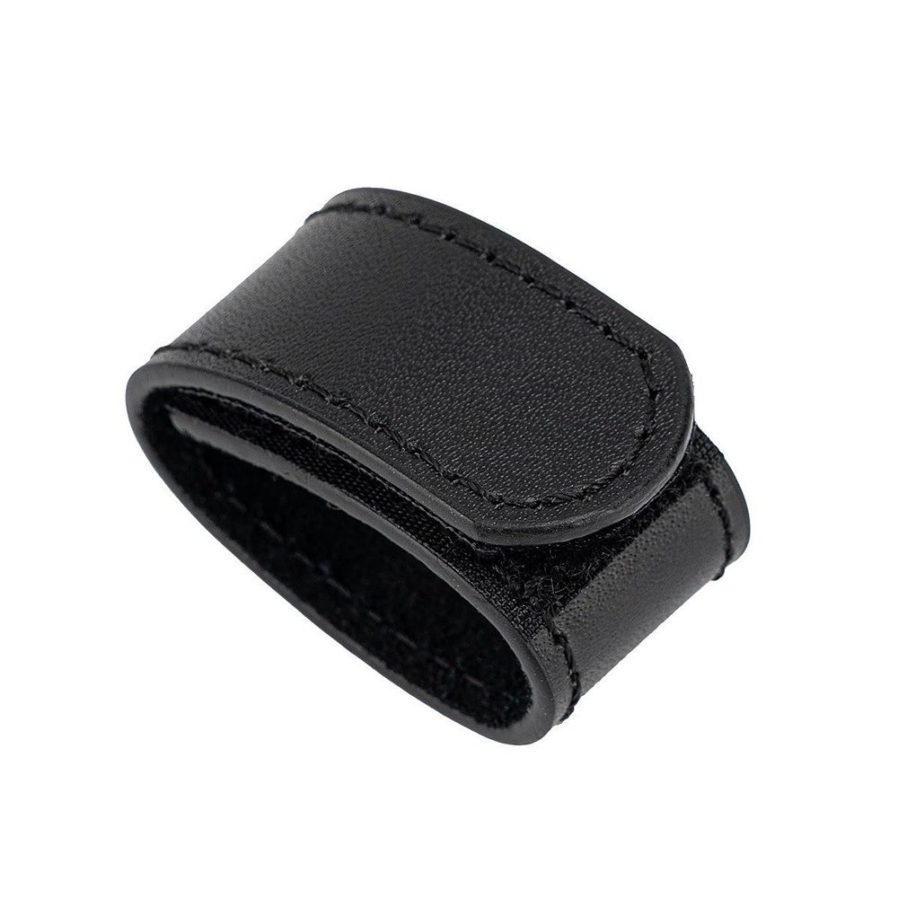 TACNEX Genuine Leather Belt Keeper 1 3/8" - 1 1/2" Wide Men's Dress Belt Loop Stays Strap End Holder Retainer Band Black 1PCS