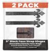 2 Pack 9" Black Faux Strap Hinges - Hand Forged Dummy Faux Hinge Handmade Rustic Iron Hinges for Farmhouse Shutter, Carriage Doors, Barn Door, Castle Door, and Gates The Fleur De Lis Series view 1