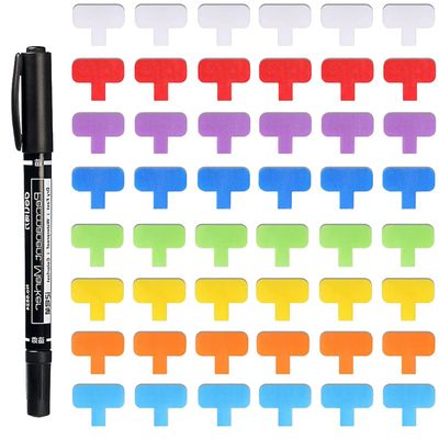 60 Pack Self-Adhesive Cable Labels Multi-Color Cord Labels Wire Labels, Nylon Writable Oval Cable Tags, Hook and Loop Wire Tags for Cable Management, Computers and More (8 Colors - B)