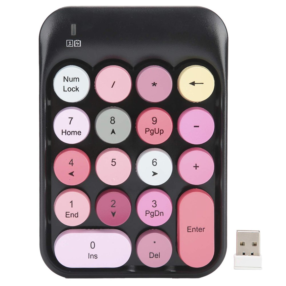 ASHATA Numeric Keypad, 18 Key Mute Number Pads with USB Receiver, Portable Financial Accounting Number Keyboard, Numeric Keyboard for Laptop PC Desktop Notebook (Black)