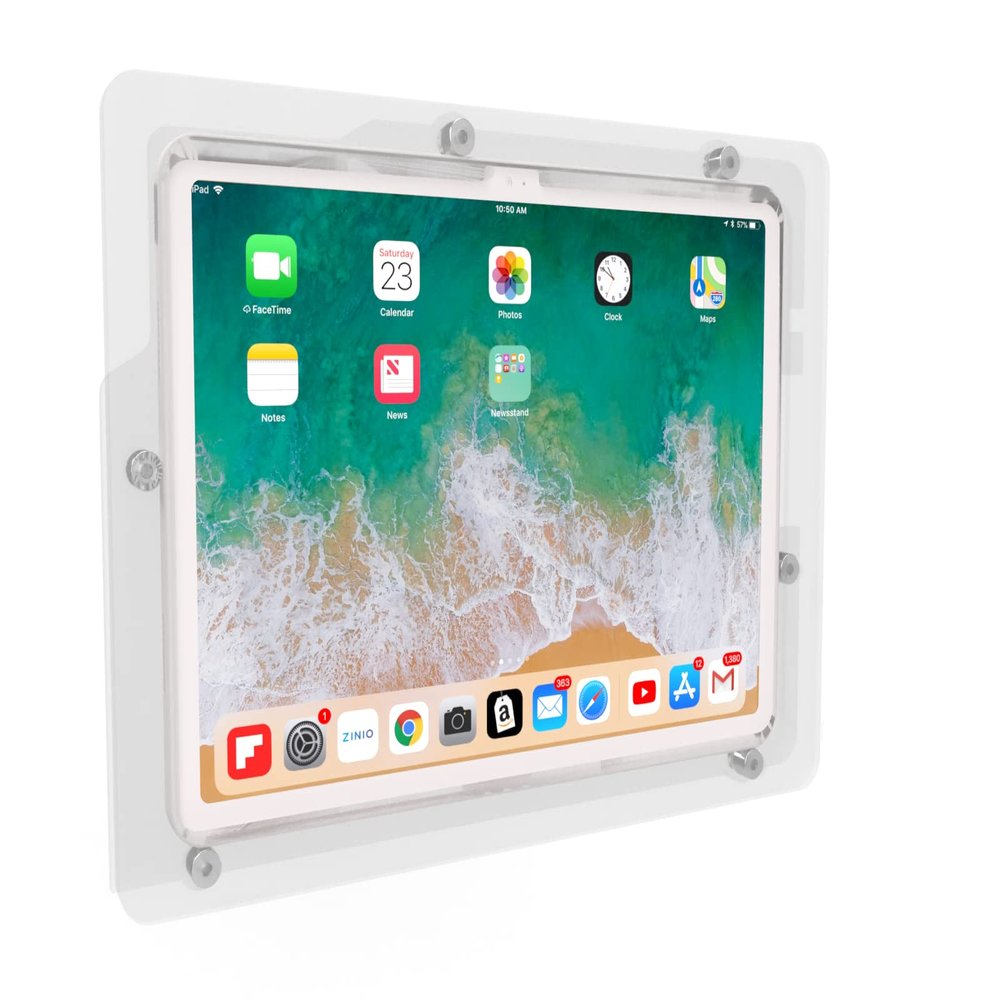 TABcare Anti-Theft Acrylic VESA Enclosure for Apple iPad 10 10.9" 2022, iPad 11" 2025 A16 with Free Wall Mount Kit & 90-Degree Angle USB C Charge Cable (Clear)