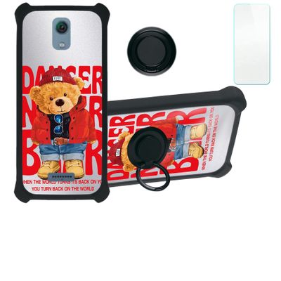 Cricket Vision 3 Case Compatible with Cricket Vision 3 Phone Case Cover [with Tempered Glass Screen Protector][Hard PC + Soft Silicone][Ring Support] [Silver Reflect Light] DYH-KX