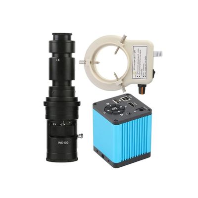 40MP 4K HDMI USB Digital Industrial Lab Video Microscope Camera & 500X C-Mount Lens Whit 56-LED Adjustable Ring Light