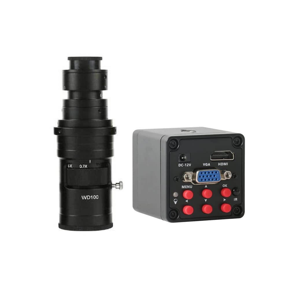 1080P HDMI VGA Industrial Digital Video Microscope Camera Electronic Magnifier & 200X C-Mount Lens