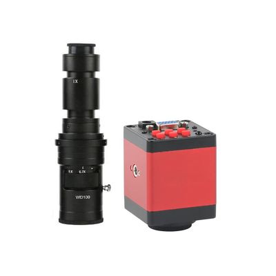 14MP VGA HDMI Lab Digital Industrial Soldering Repair Video Microscope Camera & 500X C-Mount Lens - Red
