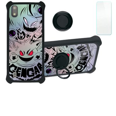 PCD P50 4g Case Compatible with PCD P50 4g Phone Case Cover [with Tempered Glass Screen Protector][Hard PC + Soft Silicone][Ring Support] [Silver Reflect Light] DYH-XGS