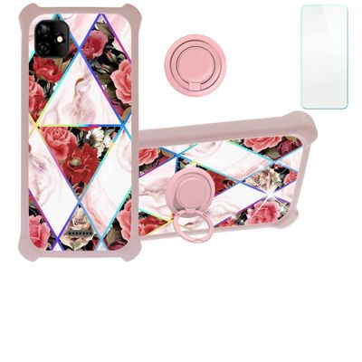 Sky Device Elite C55 Case Compatible with Sky Device Elite C55 Phone Case Cover [with Tempered Glass Screen Protector][Hard PC + Soft Silicone][Ring Support] [Colorful Reflect Light] IMDF-HMG