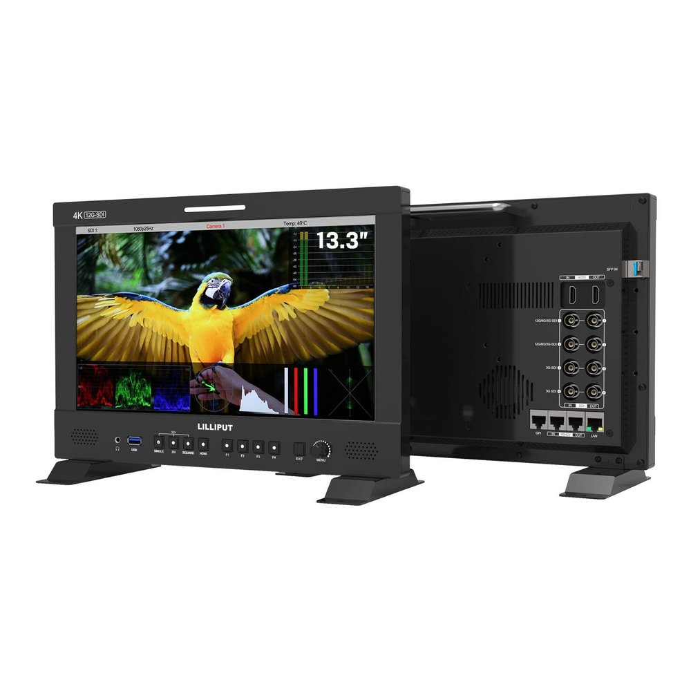 LILLIPUT Q13 10.1'' HDMI 2.0 2x12G-SDI PIP PBP Multiview 1500Nits on-Camera Monitor Full Screen Waveform Vector Scope 3D LUT HDR for Video Shooting (Q13-VBP-RM with V Mount+ Rack Mount Bracket)