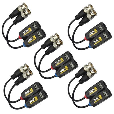 5 Pairs 8MP 4K Passive HD BNC Video Balun Transmission Split Joint Transceiver Transmitter Via UTP RJ45 Cable AHD/TVI/CVI/CVBS Cable Connectors for 720P/960P/1080P/3MP/5MP/8MP Security Analog Cameras