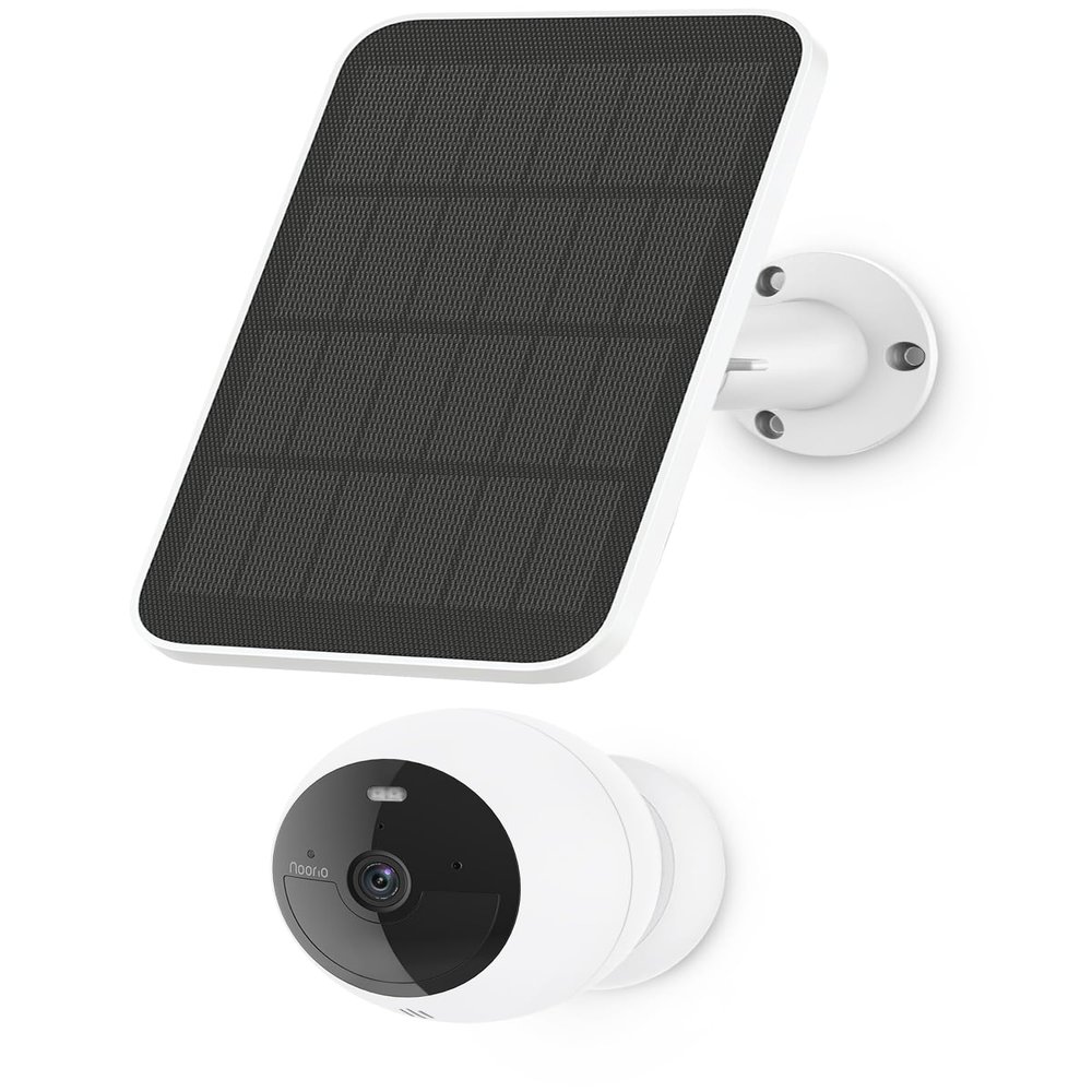 Noorio Home Security System with B200 1080p Wireless Security Camera x1, Solar Panel x1, AI Motion Detection WiFi Indoor Camera, Color Night Vision, 2-Way Talk, Compatible with Alexa