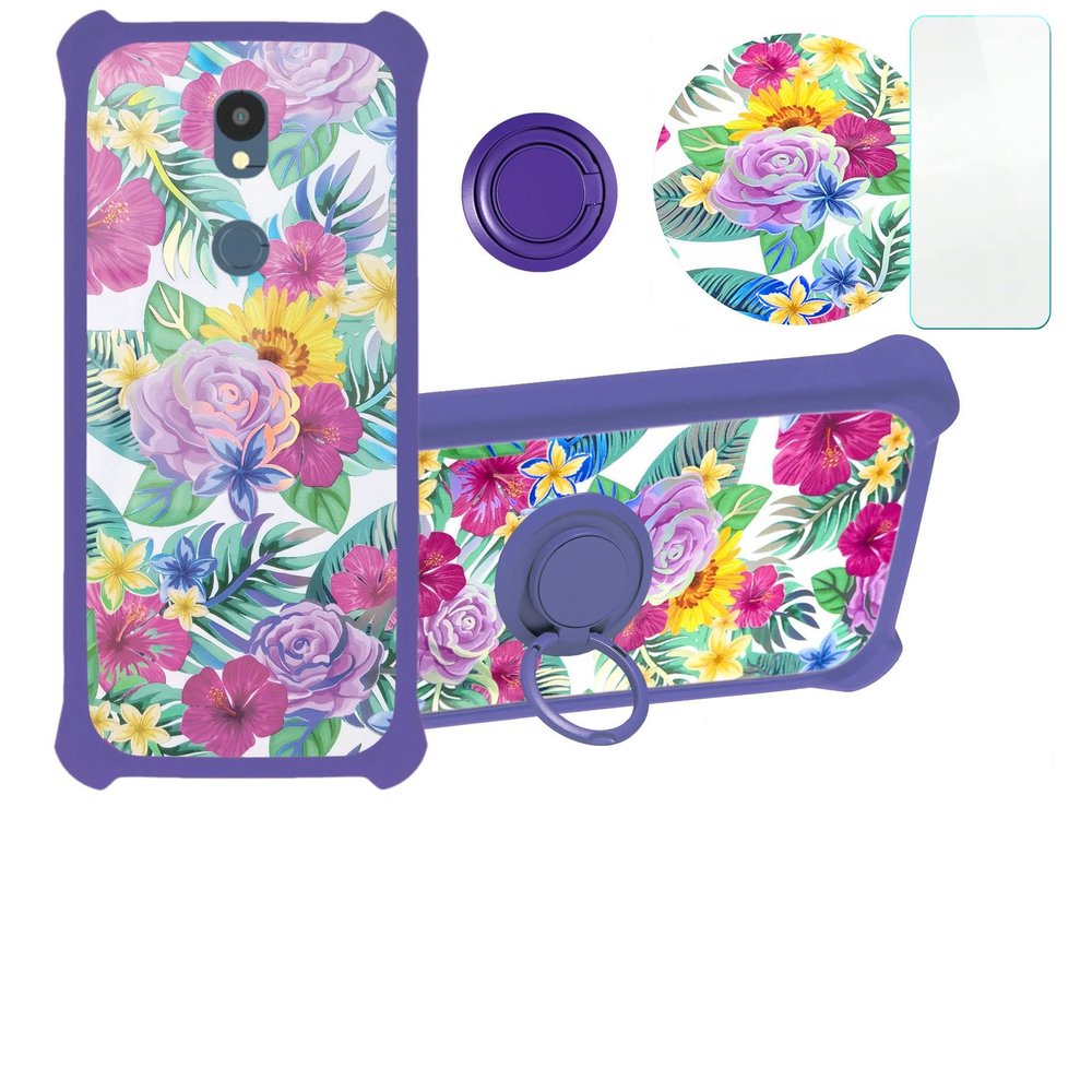 Case for Sharp Rouvo V Case Compatible with Sharp Rouvo V Phone Case Cover [with Tempered Glass Screen Protector][Hard PC + Soft Silicone][Ring Support] [Colorful Reflect Light] IMDZ-HUA451