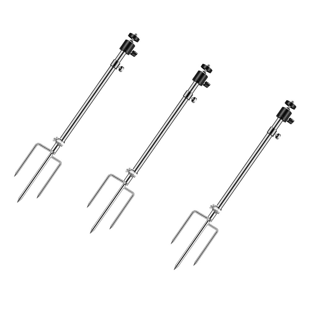 Aifiuroo 3 Pack Trail Camera Stand Mount Ground Holder, 3 in 1 Stainless Steel 360 Degree Rotation Ground Trail Camera Stake, Removable Fishing Lamp Stake Outdoor (3)