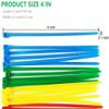 400Pcs Colored Zip Ties 4 Inch Small Zip Ties Cable Ties Mini Zipties Red Yellow Green Blue Zip Ties Set 4/6/8 Inch view 2