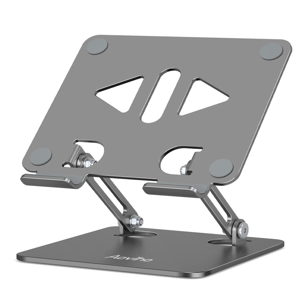 Aoviho Adjustable Tablet Stand Holder for Desk, Desktop Tablet Holder, Foldable Aluminum Tablet Mount for iPad pro 12.9, iPad Air Mini, Samsung Galaxy Tabs Z Fold Kindle Fire,4-12 inch, Grey