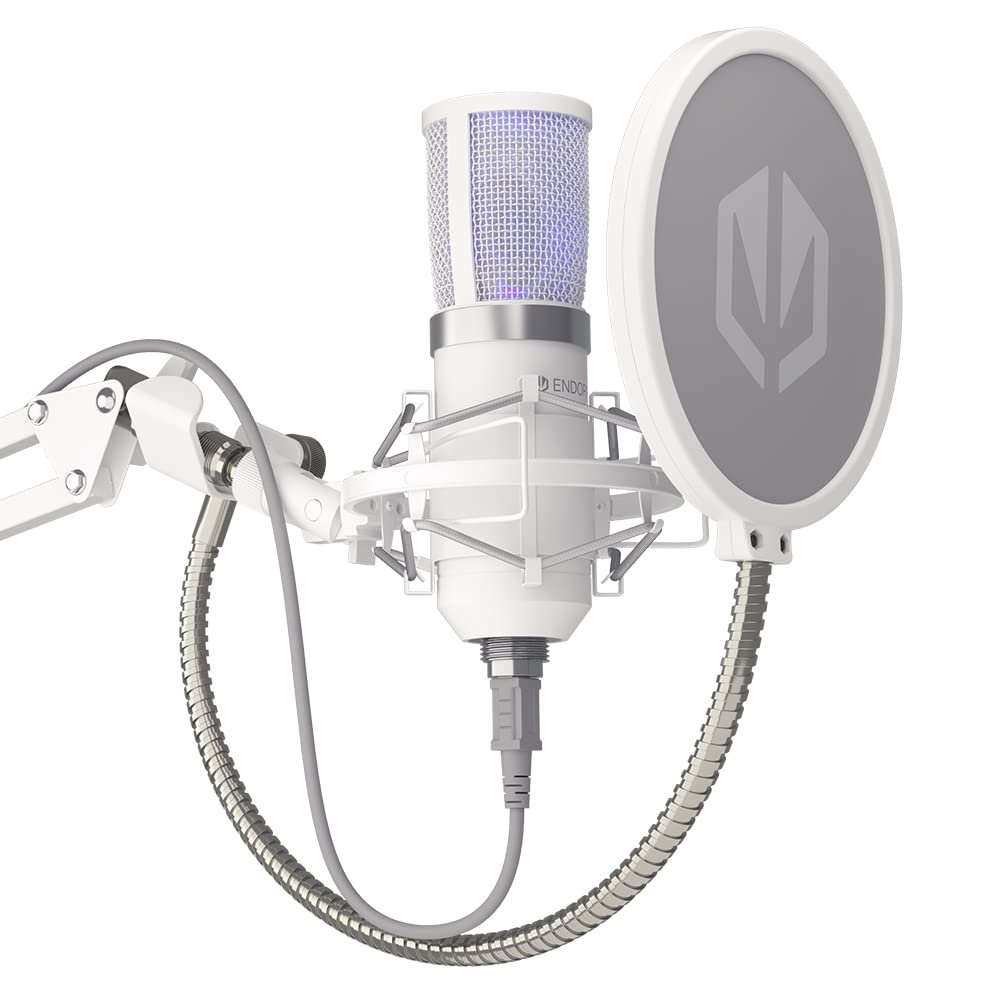 ENDORFY Solum Streaming Blanc USB Microphone for PC, White, 720p Streaming, Amazon Instant Video Compatible