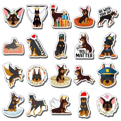 GOLEEX 20 Pack Pcs Doberman Dog Stickers Cool Animal Waterproof Vinyl Sticker Laptop Phone Bottles Skateboard Decals Bullet Journaling Scrapbooking Decor for Teens Boys Girls Men