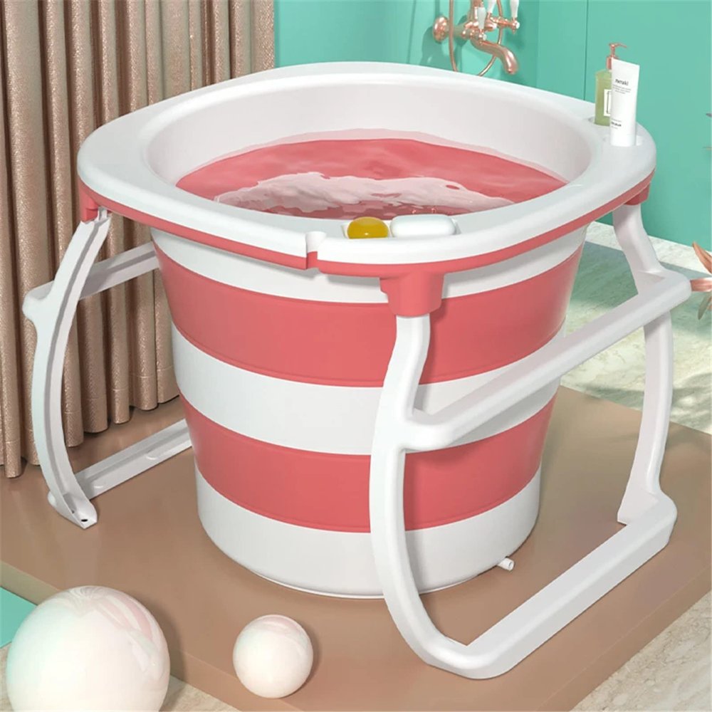 Portable Bathtub Adult Freestanding Bathtub Efficient Maintenance Of Temperature Silica Gel Folding Bathtub For Hot Or Cold Bath In Home And Outdoor,pink,M