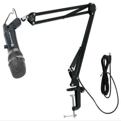 Rockville A-Stream Streaming USB Recording Microphone + Audio Technica Boom Arm