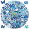100pcs Blue Water Bottles Stickers for Adults,Aesthetic Waterproof Decals,Cool Vinyl Sticker Packs,Laptop Hydroflask Skateboard Computer Locker Stickers Decor for Teens Girls Boys view 1