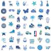 100pcs Blue Water Bottles Stickers for Adults,Aesthetic Waterproof Decals,Cool Vinyl Sticker Packs,Laptop Hydroflask Skateboard Computer Locker Stickers Decor for Teens Girls Boys view 3