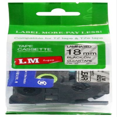LM Tapes - Premium 3/4" (18mm) Black on Clear Compatible TZe P-Touch Tape for use with Brother PT-D410BT, PTD410BT, PT-D410BTVP, PTD410BTVP Label Maker Includes Tape Size/Color Guide.