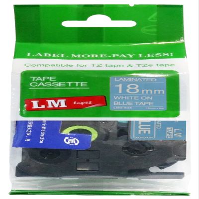 LM Tapes - Premium 3/4" (18mm) White on Blue Compatible TZe P-Touch Tape for use with Brother PT-D460BT, PTD460BT, PT-D460BTVP, PTD460BTVP Label Maker Includes Tape Size/Color Guide.