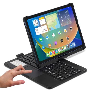 Touchpad Keyboard Case for iPad (A16) 11th Gen 2025/iPad 10th Generation 2022, Backlit Trackpad Keyboard Folio Smart 360 Rotatable Stand Cover with Pencil Holder, Black
