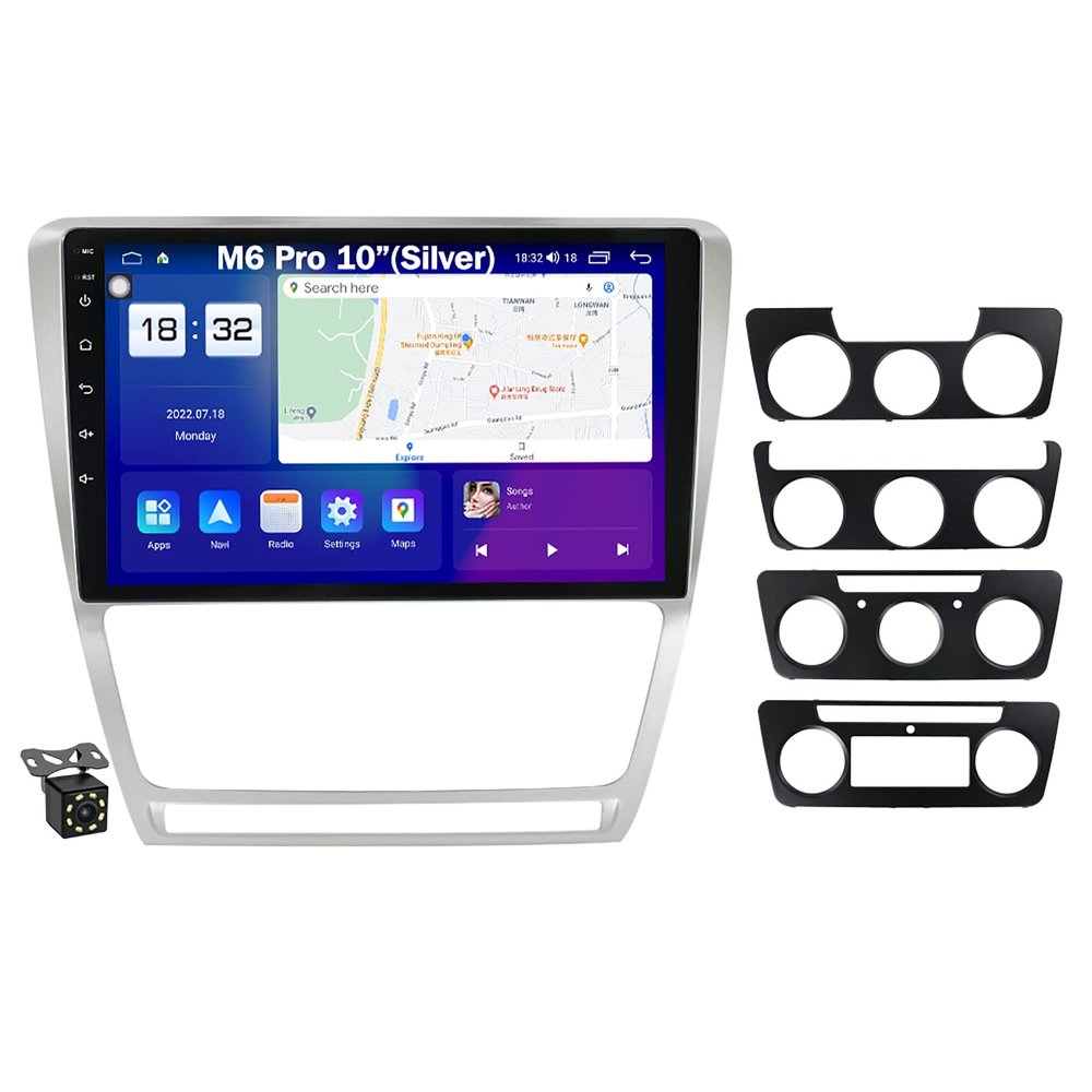 10'' Screen Android 12 Car Stereo Radio for Skoda Octavia 2008-2013 Car Multimedia Player with GPS Navigation Bluetooth FM Radio WiFi SWC DSP + Rear View Camera,M6 pro Plus/8+256g/sr