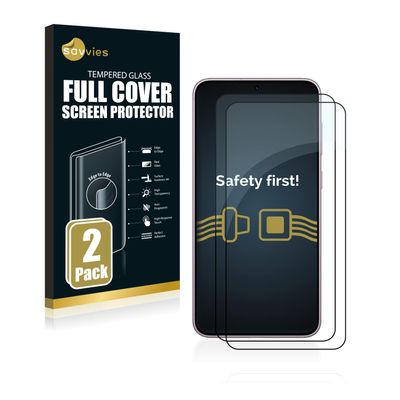 savvies Screen Protector Compatible with Samsung Galaxy S23 Plus (2 Pack) Full Coverage Tempered Glass, Black