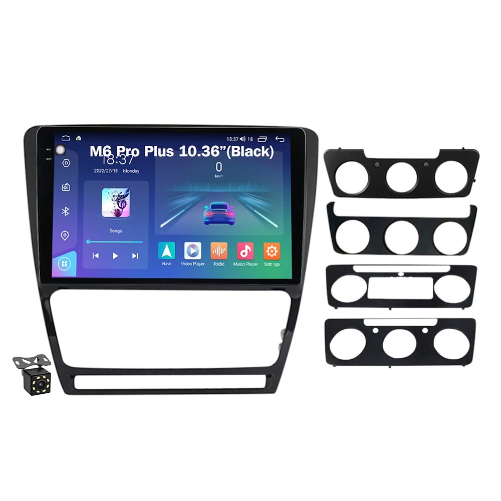 10'' Screen Android 12 Car Stereo Radio for Skoda Octavia 2008-2013 Car Multimedia Player with GPS Navigation Bluetooth FM Radio WiFi SWC DSP + Rear View Camera,M6 pro Plus/8+128g/bk