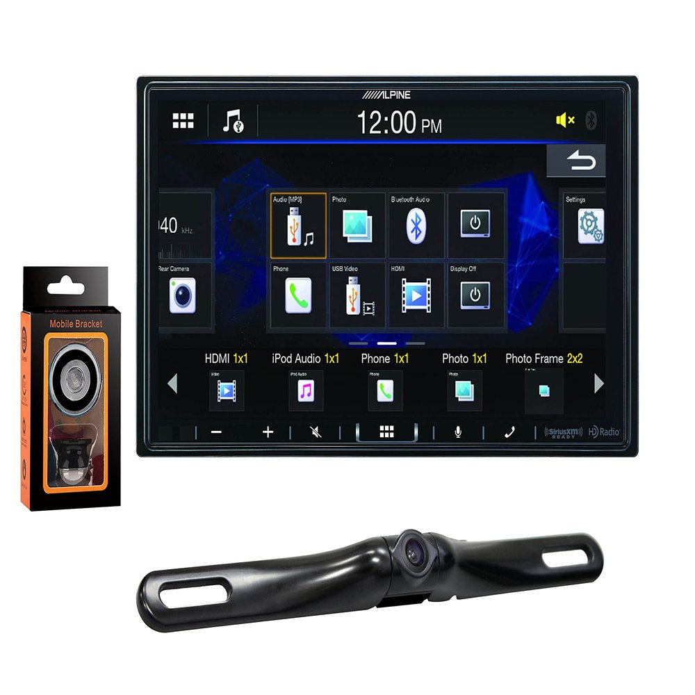 Alpine iLX-407 7" Digital Multimedia Receiver+ Universal Backup Camera License-Plate-Mount +Absolute Mobile Holder