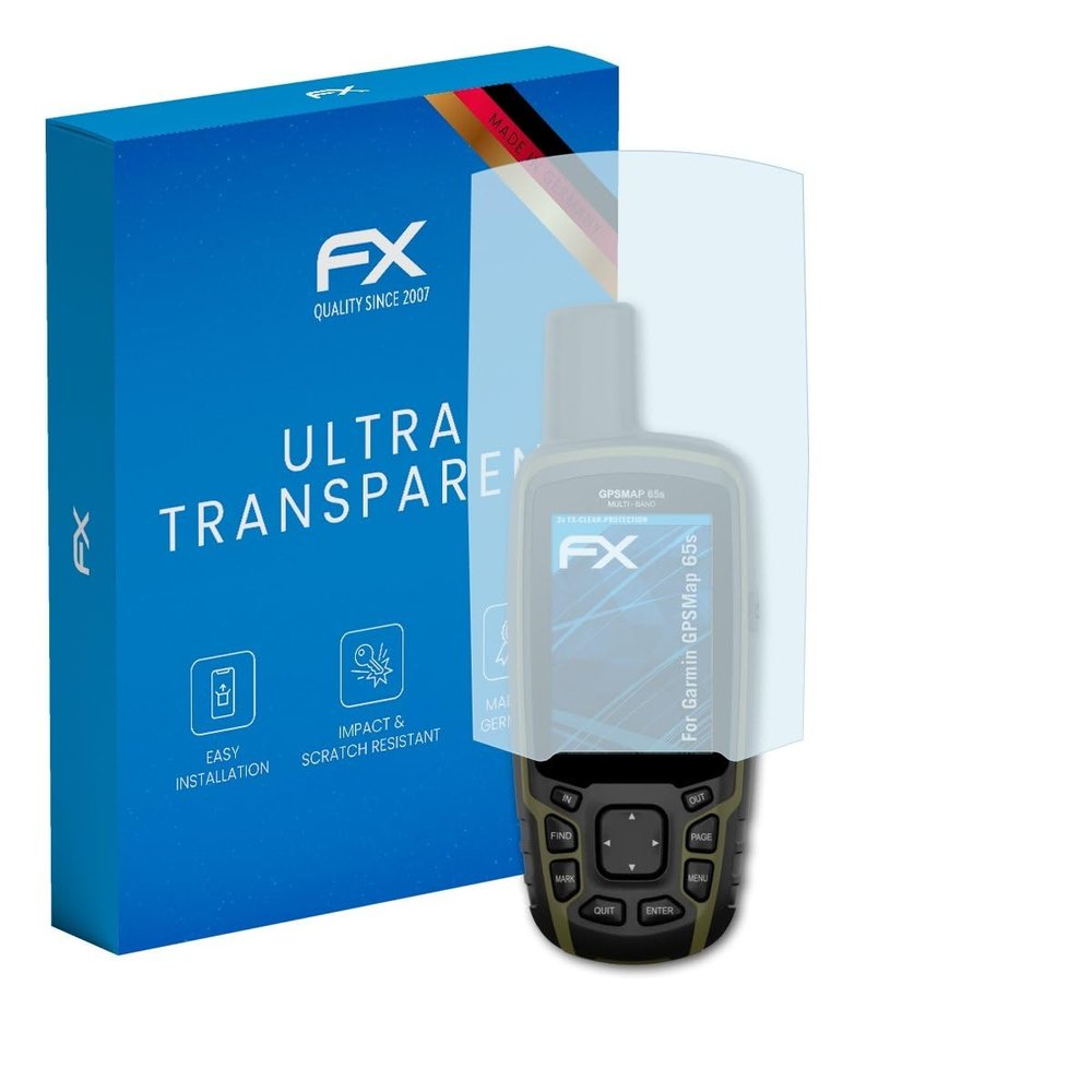 atFoliX Screen Protection Film compatible with Garmin GPSMap 65s Screen Protector, ultra-clear FX Protective Film (3X)