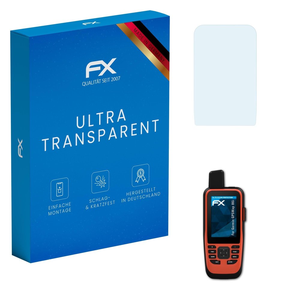 atFoliX Screen Protection Film compatible with Garmin GPSMap 86i Screen Protector, ultra-clear FX Protective Film (3X)